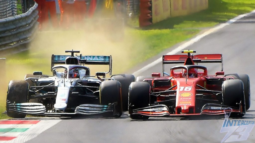 Duello Hamilton in Mercedec con Leclerc in Ferrari
