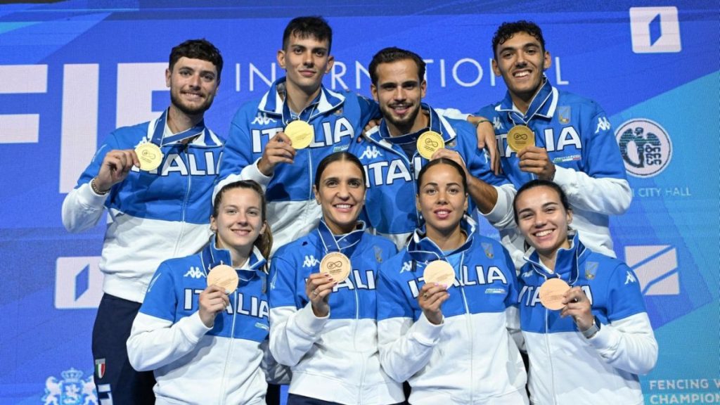 Sciabola d'oro fioretto di bronzo